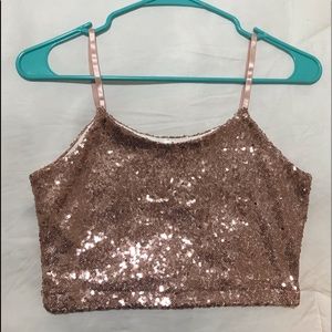 Rose Gold Sequin Crop Top